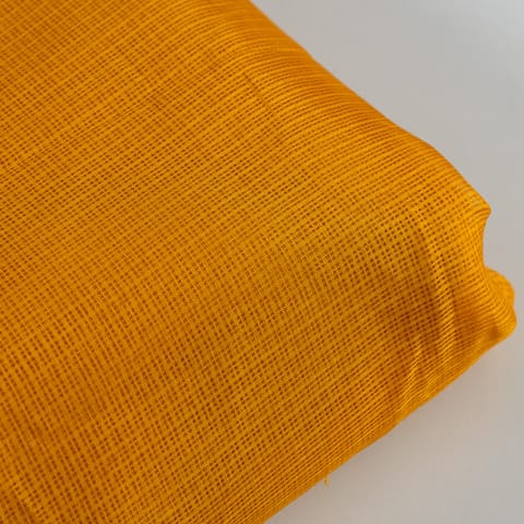 Mustard Yellow Color Cotton Doria Checks fabric