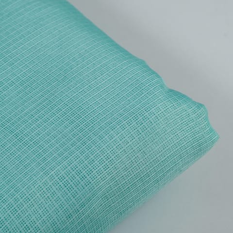 Sea Green Color Cotton Doria Checks fabric