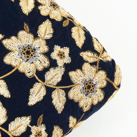 Blue Color Velvet Embroidery