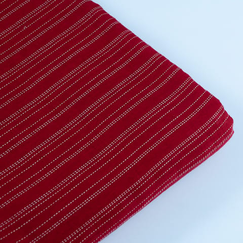Red Color Katha Dobby Strips fabric