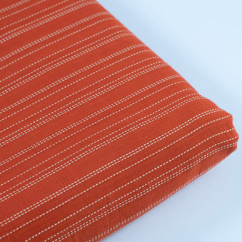 Orange Color Katha Dobby Strips fabric