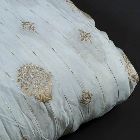 Dyeable Monga Silk Zari Jacquard Booti fabric