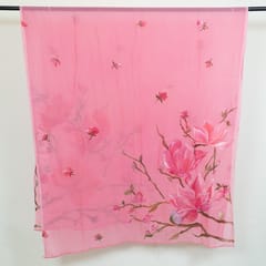 Pink Color Georgette Hand Painted Dupatta