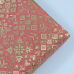Peach Color Chanderi Jacquard fabric