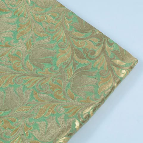 Lime Green Color Chanderi Jacquard fabric