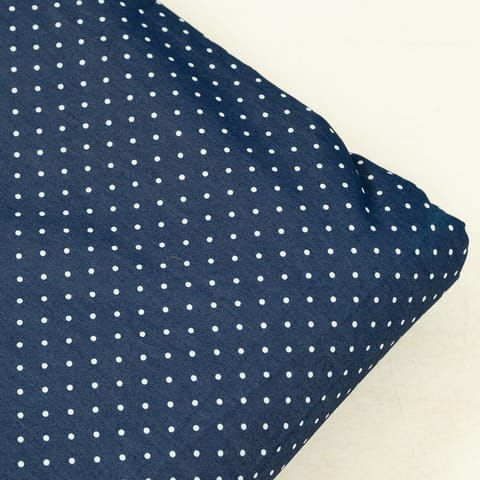 Blue Color Denim Dots Printed Fabric