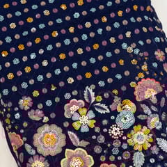 Blue Color Georgette Embroidered Fabric