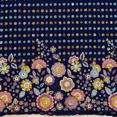 Blue Color Georgette Embroidered Fabric