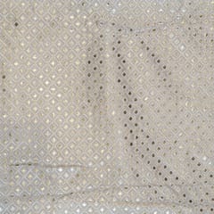 White Color Georgette Embroidered Fabric