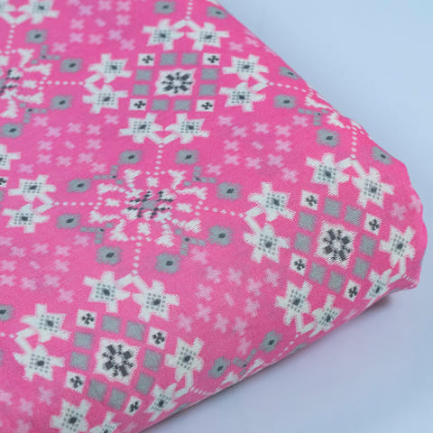 Pink Color Cotton Flex Patola Print (1.25Meter Piece)