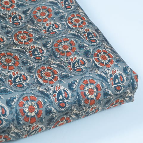 Grey Color Modal Chanderi Foil Printed Fabric