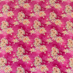 Pink Color Velvet Print with Multi Color Saroaski Embroidered Fabric