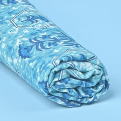 Sea Blue Color Cotton Cambric Printed Fabric