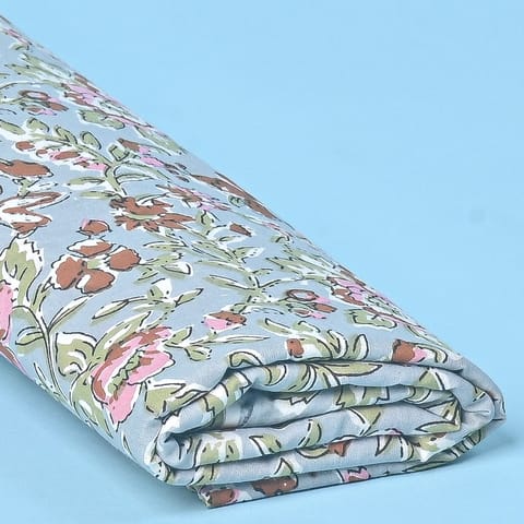 Grey Color Cotton Cambric Printed Fabric