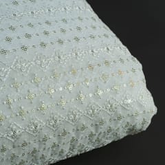 Dyeable Georgette Thread and Sequins Embroidered Fabric