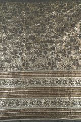 Taupe Color Georgette Thread and Sequins Embroidered Fabric