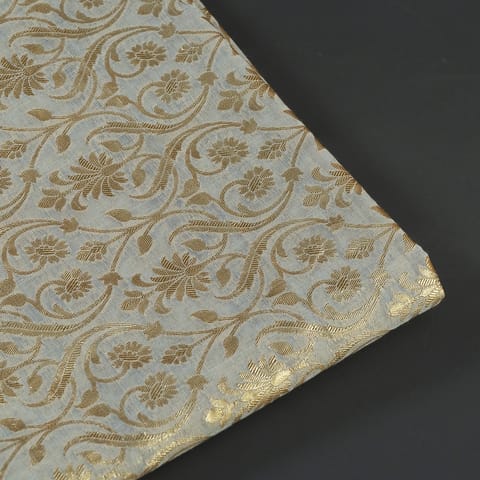 White Color Chanderi Jacquard Fabric