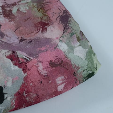 Cream Color Chinon Chiffon Printed Fabric