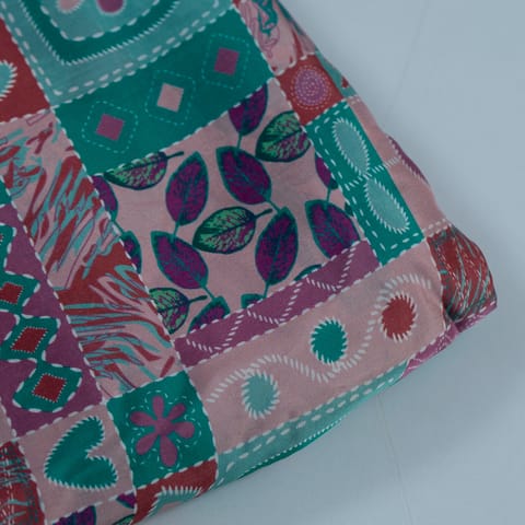 Peach Color Habutai Silk Digital Printed Fabric