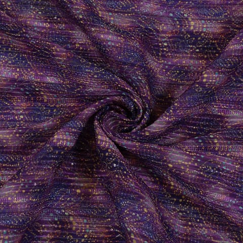 Purple Color Organza Printed Fabric