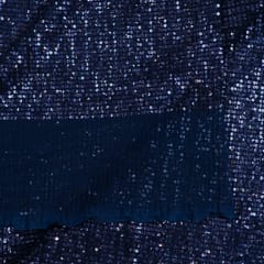 Blue Color Sequins Net Lycra Embroidered Fabric