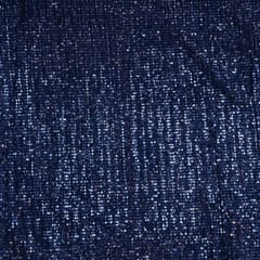 Blue Color Sequins Net Lycra Embroidered Fabric