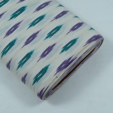 White with Multicolor Ikat Fabric