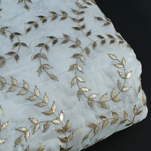 Dyeable Upada Zari and Foil Embroidered Fabric