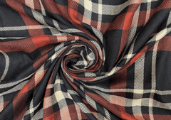 Cotton Flannel Checks Black Rust Fabric