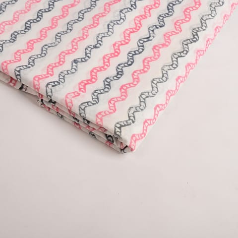 White Color Cotton Printed Fabric