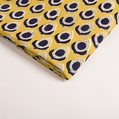 Yellow Color Cotton Printed Fabric