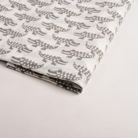 White Color Cotton Printed Fabric