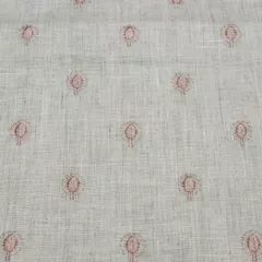 White Linen Embroidered Fabric