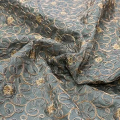 Poly Dupion Thread Embroidered Fabric