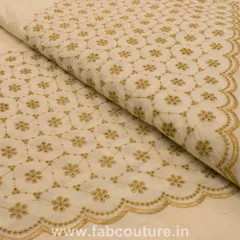 Cotton Border Zari Embroidered Fabric