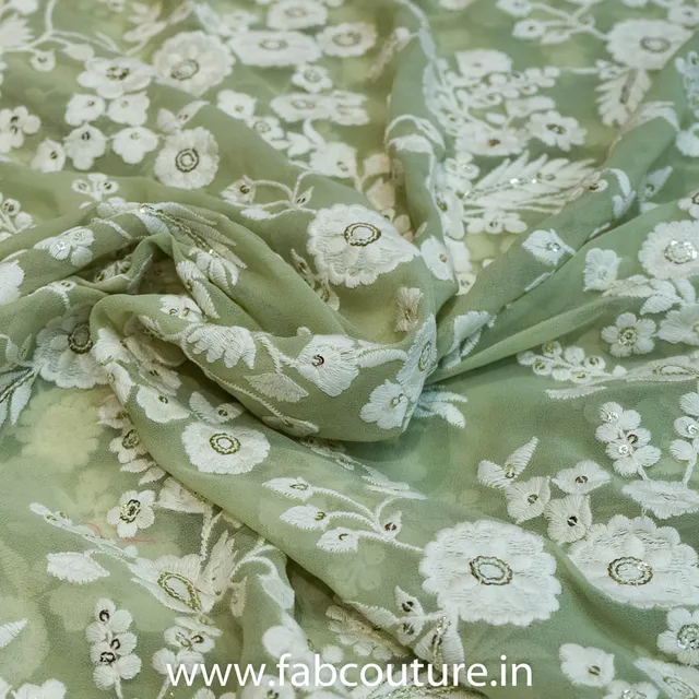 Georgette Thread Embroidered Fabric