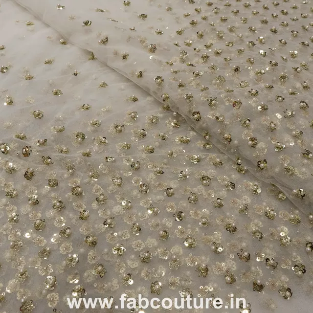 Net Sequins and Pearl Embroidered Fabric