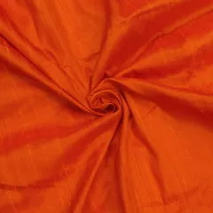 Orange Pure Raw Silk fabric
