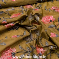 Chanderi Embroidered Fabric