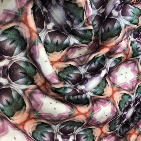 Linen Satin Printed Fabric