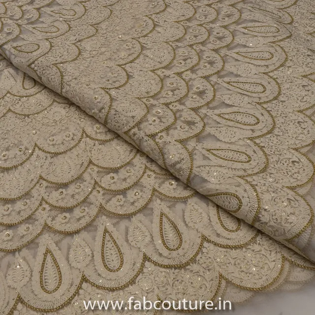 Net Lakhnawi Embroidered Fabric