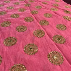 Poly Dupion Embroidered Fabric