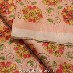 Silk Print with Embroidered Fabric