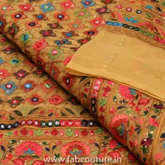 Georgette Thread and Faux Mirror Embroidered Fabric
