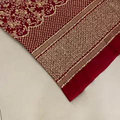 Maroon Georgette Sequins Embroidered Fabric