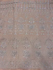 Peach Lucknowi Georgette Embroidery Fabric