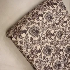 Fawn Linen Satin Printed Fabric