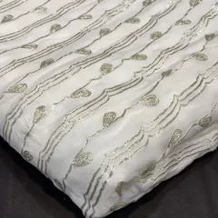 White Chinon Chiffon Gota Embroidery Fabric