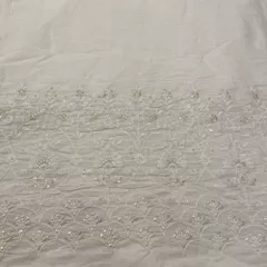 White Cotton Thread Embroidery Fabric