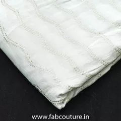 White Muslin Embroidered Fabric